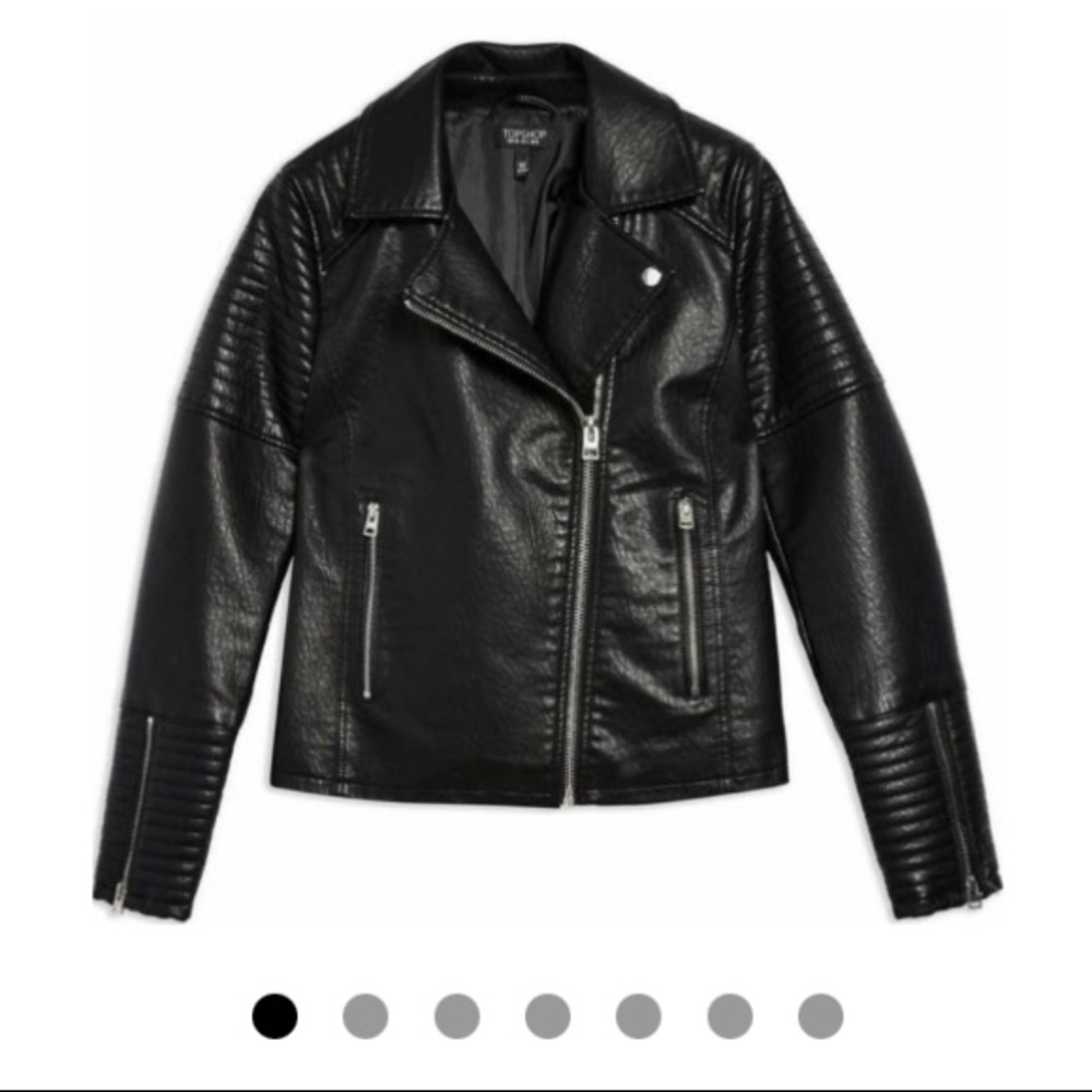 Top Shop faux leather ribbed moto jacket